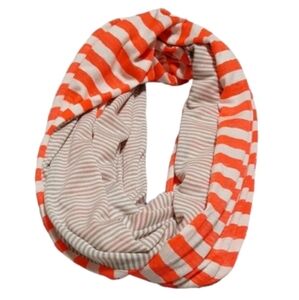 Vanity Womens Reversible Striped Infinity Scarf Bright Neon Orange